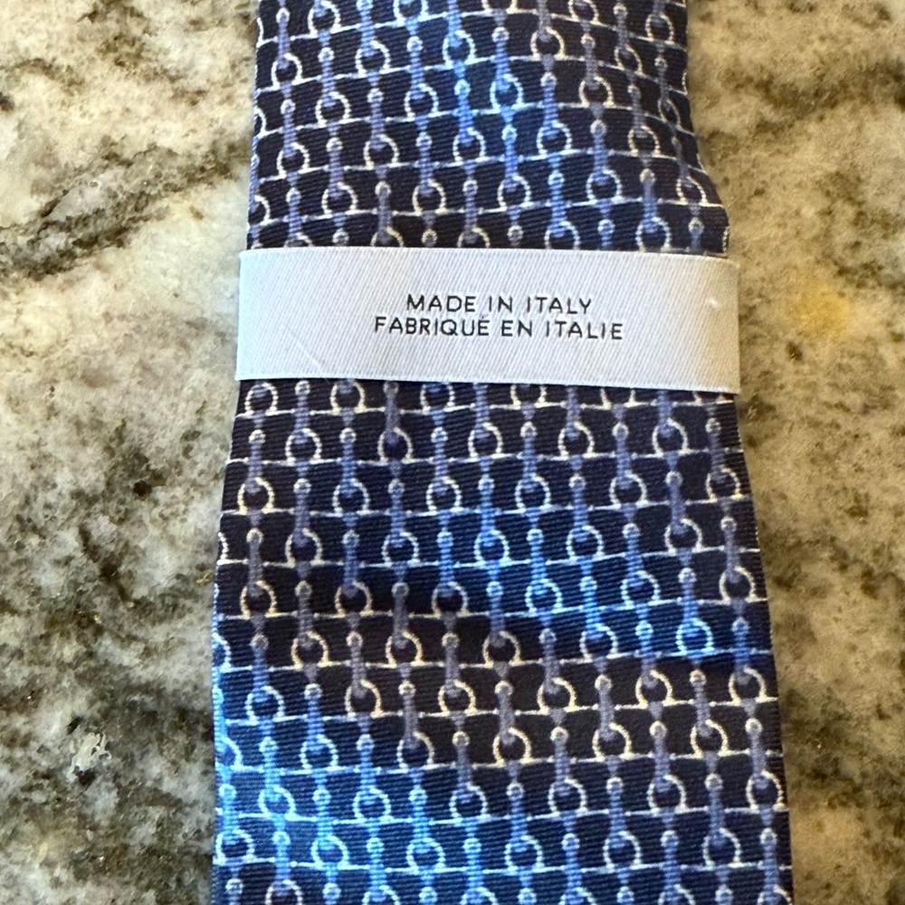 Saks Fifth Avenue Navy and White‎ Geometric Tie - Picture 3 of 4